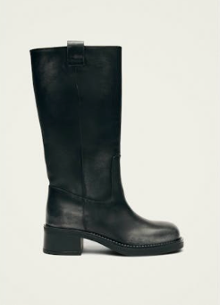 Sajan Vintage Effect Black Leather Boots