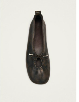 Rosalind Vintage Effect Brown Leather Ballet Flats