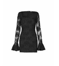 FLOWER MESH LS MINI DRESS